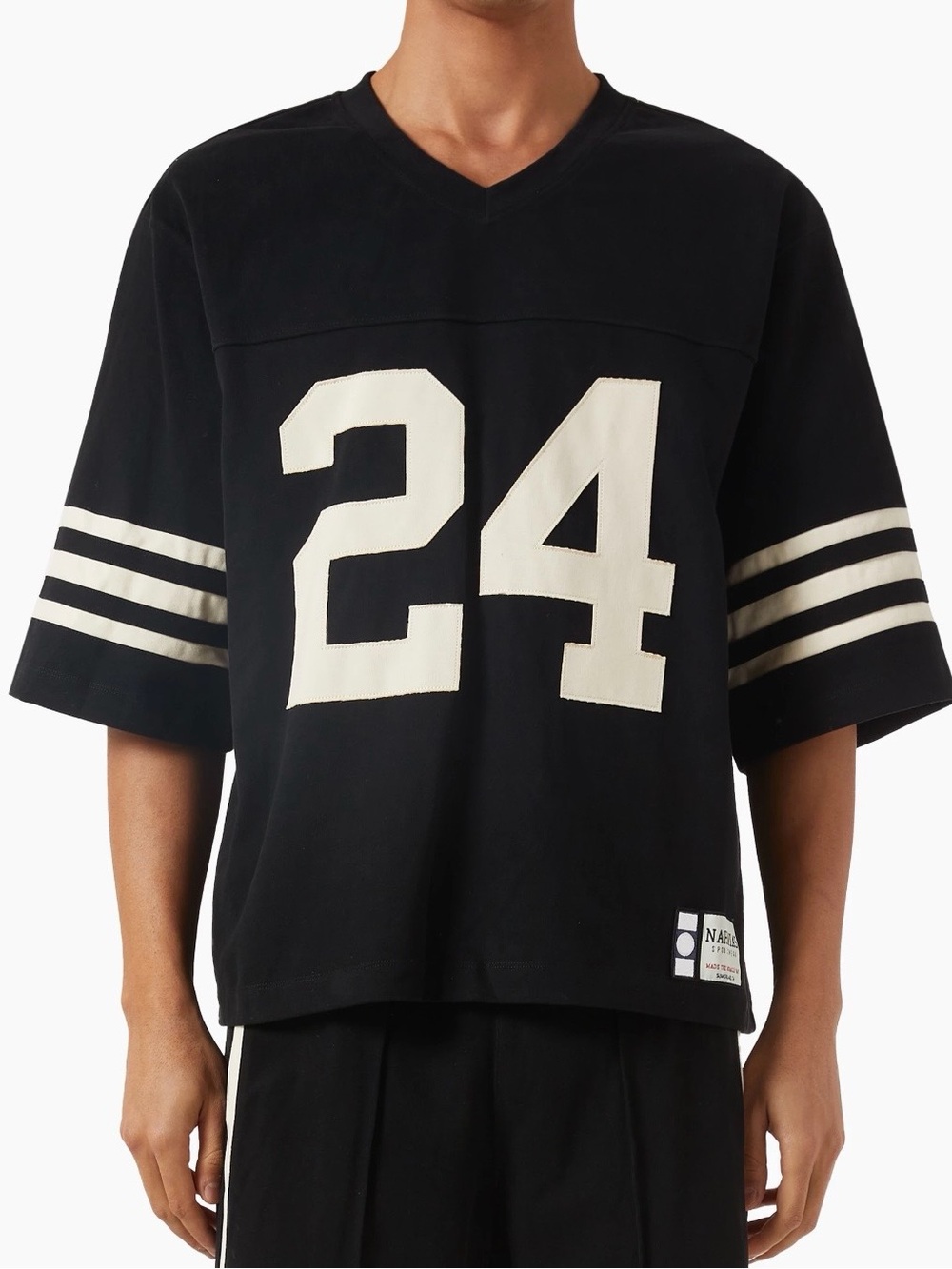 NAHMIAS Black Jersey Tee with Cream '24' Graphic NWT!